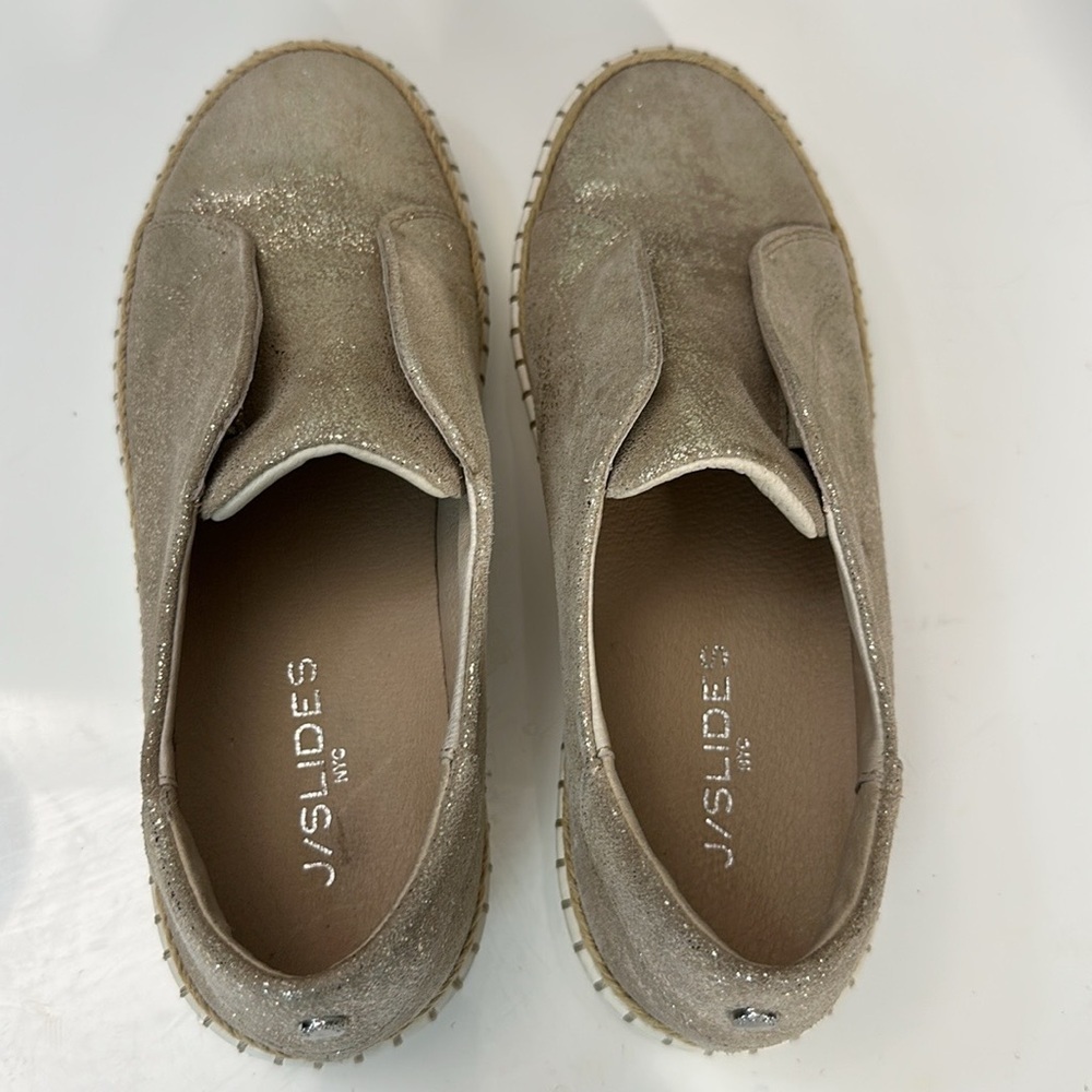 J Slides Karla Gold Brushed Leather Casual Slip On Sneakers Size 7.5 - Picture 8 of 15
